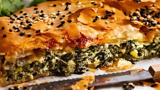 Spanakopita Greek Spinach Feta Pie with Filo Pastry [upl. by Oisorbma]