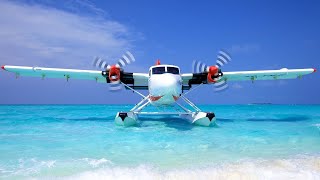 Maldives seaplane flight  PHENOMENAL views 4K [upl. by Nairadal]