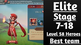 Lords mobile Elite Stage 718 With level 58 heroes F2p best team [upl. by Othello]