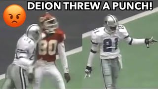 Deion Sanders THROWS a PUNCH for low block 😡 HEATED Moment [upl. by Kostival]