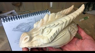 Dragon Head wood carving  Made from birch wood by jonasolsenwoodcraft [upl. by Peoples]