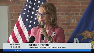 Former Congresswoman Gabby Giffords campaigns for Elissa Slotkin in Detroit [upl. by Nnyleak718]