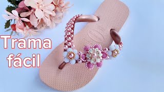 Chinelo personalizado com perola FÁCILTrama de pérolas chinelosbordados diy chineloscustomizados [upl. by Myrah793]