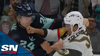 Jamie Oleksiak And Keegan Kolesar Trade Punches In Lengthy First Period Scrap [upl. by Uzzia]