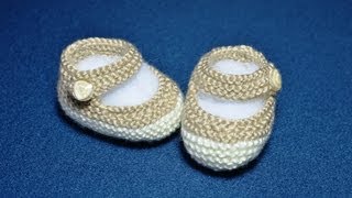 How to Knit Basic Mary Jane Baby Booties Part 1 Less Seaming and Knit in the round [upl. by Harmony]