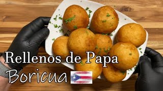 Rellenos de Papa puertorriqueños Puerto Rican fried stuffed Potatoes [upl. by Pelagias]