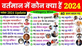 वर्तमान में कौन क्या है 2024  vartman me kon kya hai 2024  Current affairs 2024 Wartman mein kaun [upl. by Amata716]