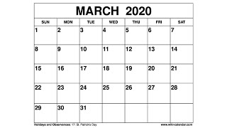 Free Printable March 2020 Calendar  WikiCalendarCom [upl. by Allina288]