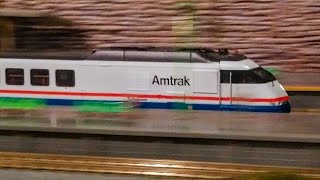 Amtrak trains RTL Turboliner and F40PH runbys and chases N scale compositions etc [upl. by Kahle]