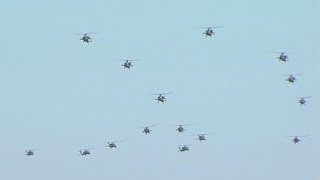 Massive Formation Of AH64 Apache amp UH60 Black Hawk Helicopters Arrive At JBLM [upl. by Ellierim]