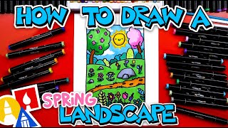 How To Draw A Spring Landscape [upl. by Aikemehs]