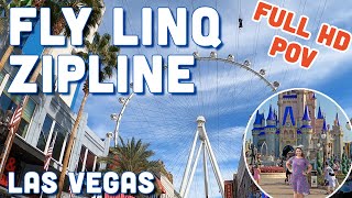 Fly LINQ Zipline  HD POV  The LINQ Las Vegas [upl. by Lilah]