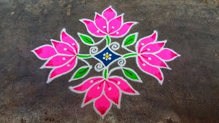 Unique 733 dot kolam🌻Ganesh chaturthi rangoli🌻Easy friday lotus muggulu🌻Vinayagar chaturthi kolam [upl. by Cyna]