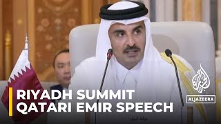 Qatar’s emir condemns silence on Gaza [upl. by Leirvag730]