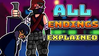 FNF Mod Times and Tribulations Explained All Endings [upl. by Undine858]