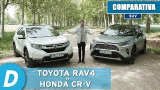 Comparativa SUV Toyota RAV4 Hybrid 2019 vs Honda CRV Hybrid 2019  Diariomotor [upl. by Llireva660]