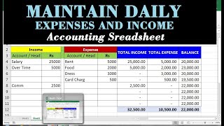 daily income and expense excel sheet [upl. by Hyps251]