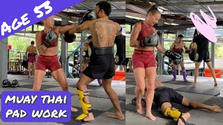 Muay Thai Training Age 53 on Koh Tao Monsoon Gym [upl. by Yspyg44]