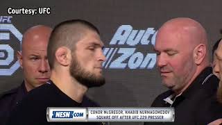 Conor McGregor late to UFC 229 press conference Khabib Nurmagomedov leaves early [upl. by Chretien]