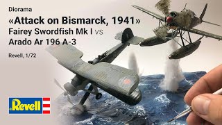 Diorama«Attack on Bismarck 1941»Fairey Swordfish Mk I vs Arado Ar 196 A3Revell 172 [upl. by Arelus]