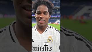 endrick celebration amp interview after scoring in his debut realmadrid 3 stuttgart 1 ucl [upl. by Urion946]