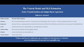 Ubanking Academy Excel  The Vasicek Model and OLS Estimation [upl. by Mamie]