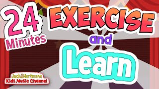 EXERCISE and LEARN  24 Minutes of Educational Exercise Songs for Kids  Jack Hartmann [upl. by Nas35]