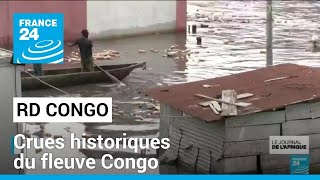 RD Congo  crues historiques du fleuve Congo • FRANCE 24 [upl. by Yelnek967]