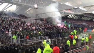 OL  ASSE  Jet de fumigènes après le but stéphanois 28 Avril 2013 [upl. by Kerek267]