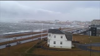 Storm in Reykjavík Iceland  Category 5 Hurricane ≥157 mph ≥252 kmh [upl. by Cornish]