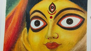 How to draw Oil Pastels Beutiful Durga Mata durga art shorts [upl. by Anigger]