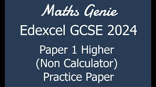 Edexcel GCSE 2024 Higher Paper 1 Non Calculator Revision Practice Paper [upl. by Rabma]