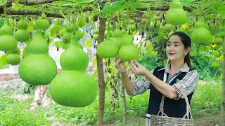 Cute bottle gourd recipe for dinner in my homeland  Have you ever eat this gourd in your country [upl. by Justis892]