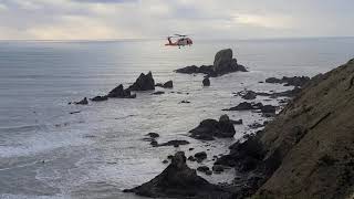 2021 Coast Guard helicopter rescue person stuck on a Rock Ecola State Park Oregon [upl. by Stephanie]