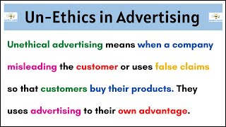 No35  Unethical Advertising  Meaning  Types  with example [upl. by Oiled895]