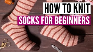 How to knit socks for beginners  Step by step tutorial really easy pattern [upl. by Sitrik459]