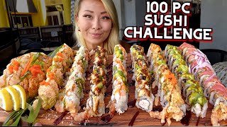 100 PIECE SUSHI CHALLENGE at Aburi Sushi in Buena Park CA RainaisCrazy [upl. by Barbaresi964]