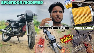 Splendor Modified🔥 Sound Change💥  Remove Air Filter😱  Splendor Modified 2023 [upl. by Irap]