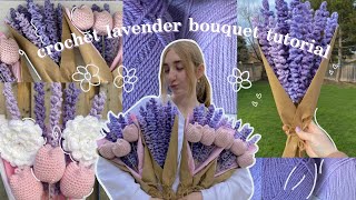 how to crochet a lavender bouquet BEGINNER updated tutorial [upl. by Yerhpmuh628]