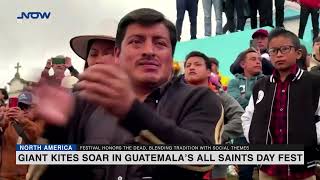 Giant kites soar in Guatemala’s All Saints Day fest [upl. by Llemor545]