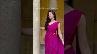 Dahlia Girl Saree  Influencer Nandhini Singh in Pink Cotton Saree  I Love Sarees shorts [upl. by Rednasela]