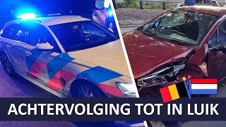 Politie  Achtervolging gestolen auto tot in België LuikLiège [upl. by Tawnya]