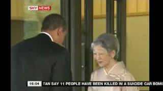 Obama bows to Japanese Emperor [upl. by Aerdma939]