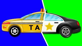 Police Car And Taxi Garage Car Cartoon video For Kids [upl. by Eduj550]