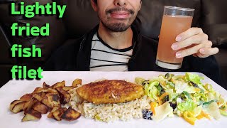 FRIED FISH FILET RICE SALAD AND POTATOES MUKBANG EATING SHOW [upl. by Werda336]