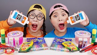 Mukbang DIY Edible School Supplies DONA [upl. by Rinee]