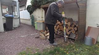 premiers tests du fendeur de bûches manuel [upl. by Euqinobe]