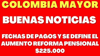 Colombia Mayor FECHAS DE PAGOS Y SE DEFINE EL AUMENTO REFORMA PENSIONAL 225 000 [upl. by Ahsiat387]