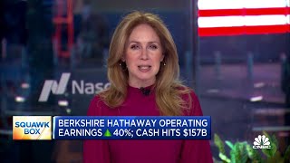 Berkshire Hathaway posts a 40 jump in operating earnings cash pile swells to a record 157 billion [upl. by Arikaahs796]