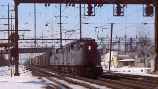 Amtrak GG1 roars past GG1 powered freight on the NEC 2191978 [upl. by Llertnac250]